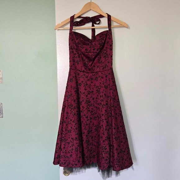 Ruby Rox Women's Black and Burgundy Dress - Picture 1 of 5